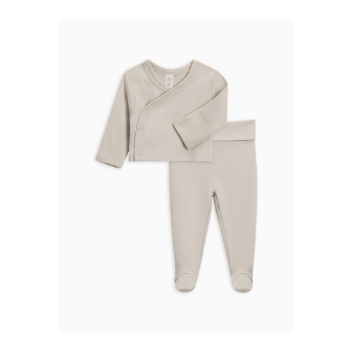 Organic Cotton Riley 2 Piece Wrap Top and Pant Set, 0-3M