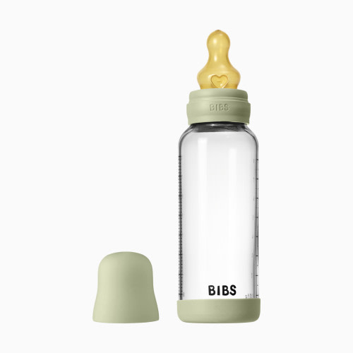 BIBS Baby Glass Bottle with Natural Rubber Nipple - Sage, 8oz