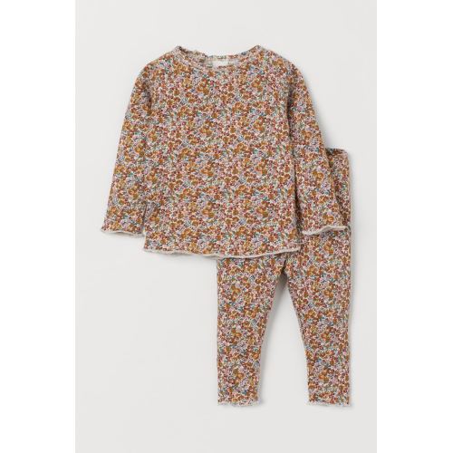 Top and Pants - Light beige/small flowers - Kids | H&M US