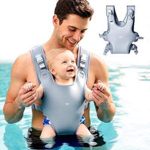 Water Baby Carrier for Newborn to Toddler 13-33 lbs 0-36 Months, Adjustable Neoprene Infant Carrier Wearing Gear for Beach Land Swimming Pool, Grey