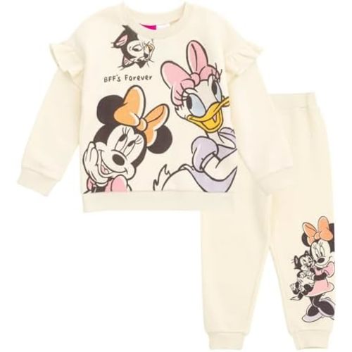 Disney Minnie Mouse Fleece Sweatshirt and Pants Outfit Set Newborn to Big Kid Sizes (Newborn - 14-16)