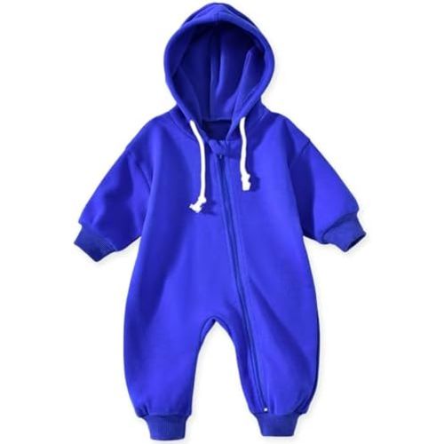 Unutiylo Unisex Baby Boys Girls Long Sleeve Infant Baby Zipper Hooded Jumpsuits Romper Loose Outfit Clothes