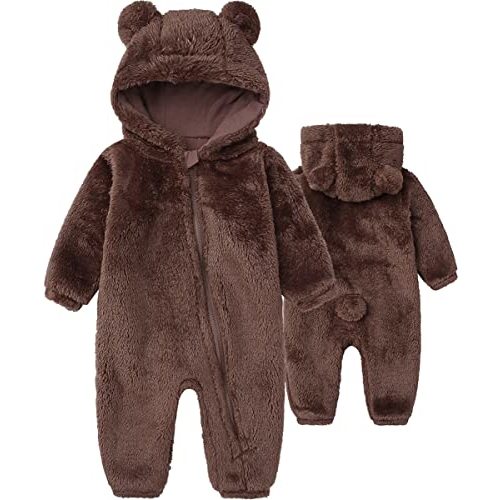 Newborn Baby Jumpsuit Hooded Fleece Rompers Long Sleeve Onesies Outwear Outfits
