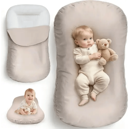 Extra Large Baby Lounger for Newborn & Infant, Pure Cotton Infant Lounger with Thick Support Filling & Removable Envelope Cover, Portable Baby Nest for Supervised Play, Daily Care & Baby Shower Gifts