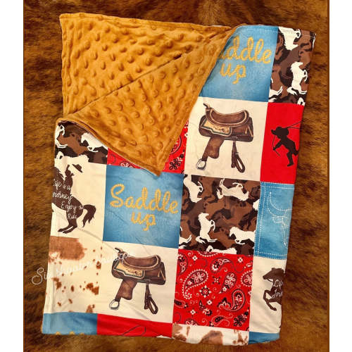 Saddle up baby Minky blanket