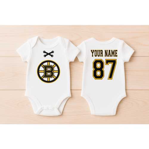 Bruins Hockey Personalized Jersey Bodysuits - Custom Baby & Toddler Sports Shirts For Infants