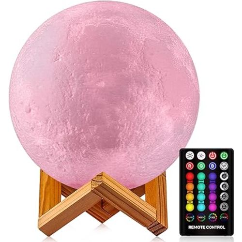 GDPETS Moon Lamp Moon Night Light,16 Colors Moon Light with Stand & Remote &Touch Control and USB Rechargeable Decorative Lamp for Girls Kids Christmas Party Gift（6 Inch