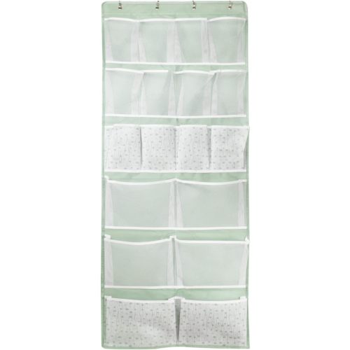 18 Pockets Over the Door Organizer with 4 Kind Pockets,Behind Door Shoes Rack,Back of Closet Storage Organization for Socks,Hat,Underwear,Luggage Packing,Hanging Holder Shelf in Home Dorm,Travel,Green