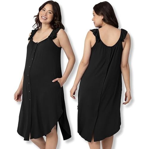 Kindred Bravely Labor and Delivery Gown, 3 in 1 Hospital Gowns for Women Labor Delivery, Ruffle Straps