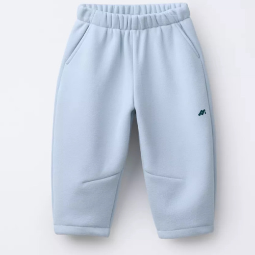 FLEECE LINED BAGGY PANTS WITH LOGO - Blue | ZARA United States
