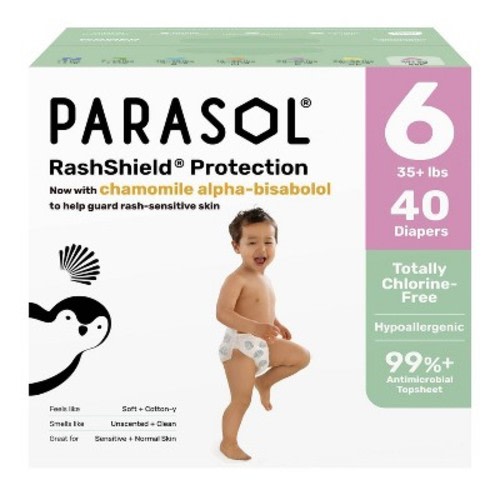 Parasol Chlorine-Free Diapers with RashShield Protection - Size 6 - 40ct