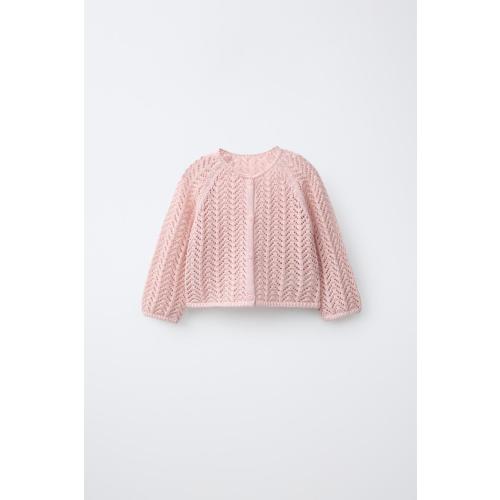 OPENWORK KNIT CARDIGAN - Light pink | ZARA United States
