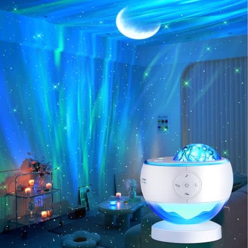 LED Aurora Sensory Light Galaxy Projector Sound Machine Bluetooth Speaker | 16 Colors, 30 Sounds Remote Timer Teen Girl Gift Trendy Stuff Led Lights for Bedroom Sensory Light for Autism Light Projector