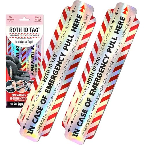 Original ROTH ID TAG™ Kit | Emergency Contact Identification System for Car Seats, Red, White, Black