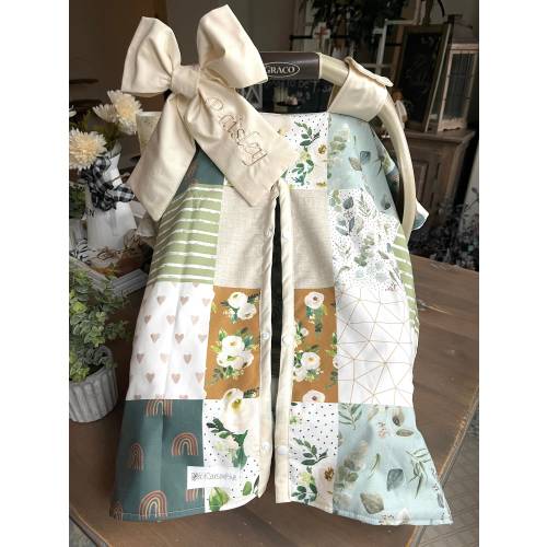Baby Car Seat Cover in modern Boho Floral Patchwork Style - Jumbo Bow Incl - Baby Girl - Shower Gift