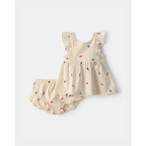 Baby Girl 2-Piece Fourth of July Top & Short Set - Ivory | Carter's
