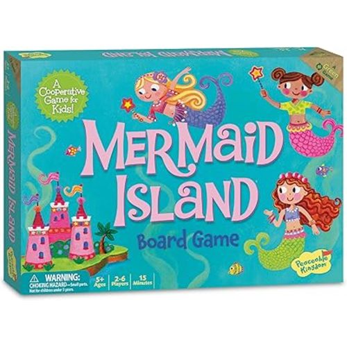 Peaceable Kingdom Mermaid Island Award Winning Cooperative Board Game for 2 to 6 Kids Ages 5+