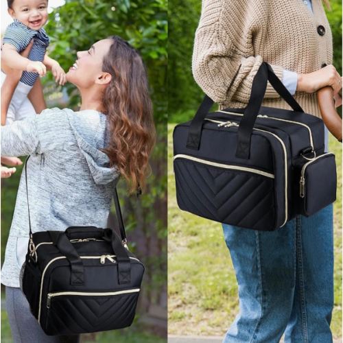 Breastmilk Cooler Bag with Ice Pack, Wearable Breast Pump Storage Bag, Insulated Bottle Travel Bag Compatible with Momcozy/Elvie/Willow, Fits Baby Bottles up to 9 Ounce with Shoulder Strap Black Mini