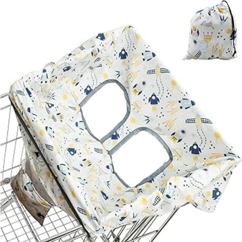 Shopping Cart Cover for Baby, Waterproof Carton Style Shopping Trolley Seat Cover with Carry Bag, Soft Comfortable Baby Safety Cart Cover for Highchairs Swings Toddler Infant Carts