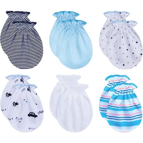 RATIVE Newborn Baby Cotton Gloves No Scratch Mittens For 0-6 Months Boys Girls - Apr 21
