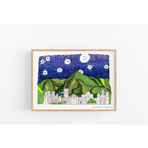 San Salvador Skyline Print: El Salvador City Art