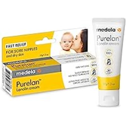 Medela Purelan Lanolin Nipple Cream for Breastfeeding, 100% All Natural Single Ingredient, Hypoallergenic, Soothing Protection, Safe for Nursing Mom and Baby, 1.3 Ounce Tube