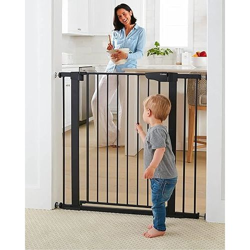 Cumbor 36" Extra Tall Baby Gate for Stairs, 29.7-40.6" Wide Dog Gate for Doorways, Pressure Mounted Auto-Close Pets Gates for Dogs Indoor, Durable Safety Child Gate, Mom's Choice Awards Winner, Black