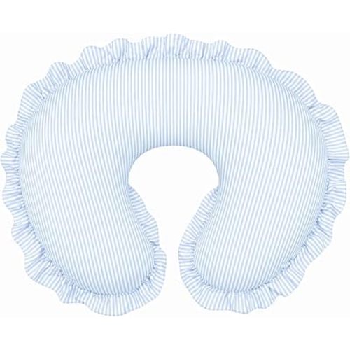 Hooyax Nursing Pillow Cover, 100% Cotton Breastfeeding Pillow Cover for Newborn Baby Boys and Girls, Soft and Breathable Classic Striped Slipcover Replacement, Hidden Zipper, Ruffled Design, Blue