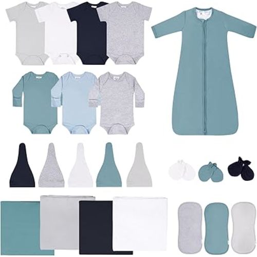 Baby Layette Gift Set for Boys, 23 Piece Set, Newborn to 6 Months Baby Boy Clothes, Baby Sets for Newborn Essentials
