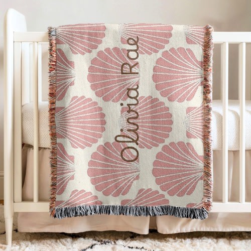 Personalized Baby Blanket Girls Ocean Nursery Decorations Customized Name Blanket Personal Baby Shower Gift Custom Newborn Keepsake Gift