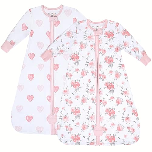 Mama Cheetah Baby Sleep Sack with Sleeves, 0.5 TOG Organic Cotton Wearable Blanket and Two-Way Zipper, Swaddle Transition Long Sleeve Sleeping Bag for Newborn Infant Toddler, 6-12 Months