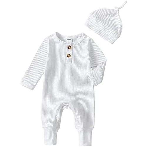 Amazon.com: Newborn Baby Boy Romper Coming Home From Hospital Outfits Ribbed Knit Long Sleeve Solid Bodysuit Jumpsuit (White, Newborn): Clothing, Shoes & Jewelry