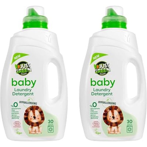 Baby Liquid Laundry Detergent, Plant-Based Laundry Soap Newborn & Infant Clothes, Hypoallergenic, Fragrance-Free, EcoCert Certified, 30 Washes, 50.7 fl oz (1500 ml) - 2 Pack