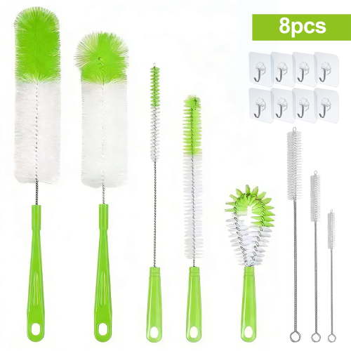 TSV 16pcs Bottle Cleaning Brush Set, Long Handle Bottle Cleaner for Narrow Neck Wine/Beer Bottles, Cup, Kettle Spout, Straw Brush, Green