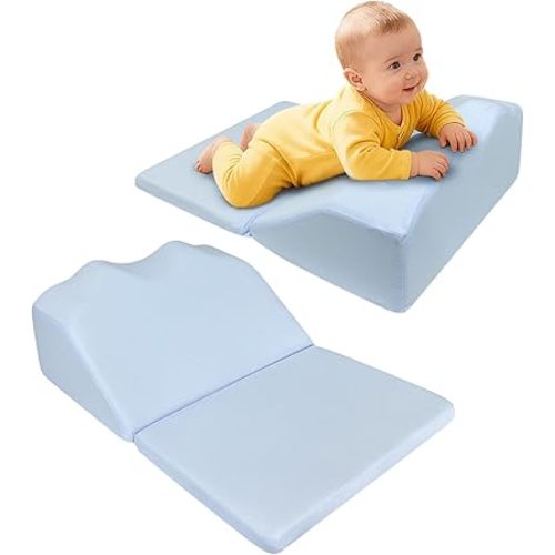Colic Baby Relief Pillow Tummy Time Prop - Reflux & Gas Relief，Burplee Wedge Pillow for Infant - Neck and Shoulder Strength Building，Nursing Support Feeding ，Memory Foam Adjustable Height