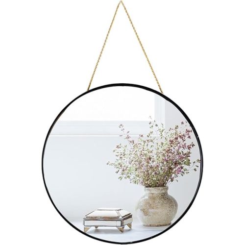 Small Round Wall Mirror,Bathroom Mirror (Black, 11.8 in.)