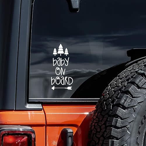 Baby on Board Arrow Trees Decal Vinyl Sticker Auto Car Truck Wall Laptop | White| 3" x 6.5"