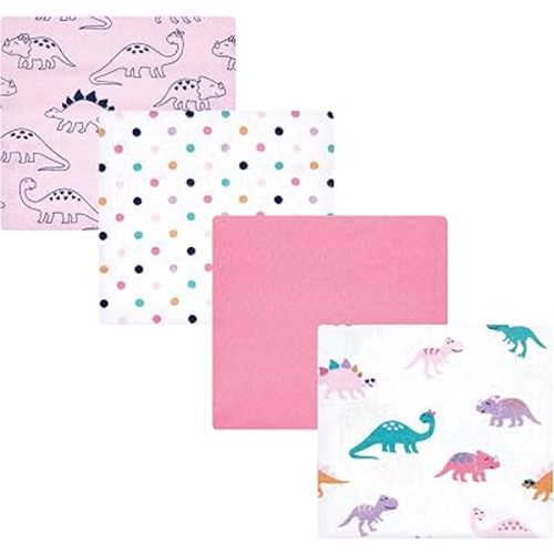 Hudson Baby Unisex Baby Cotton Flannel Receiving Blankets, CuteASaurus, One Size