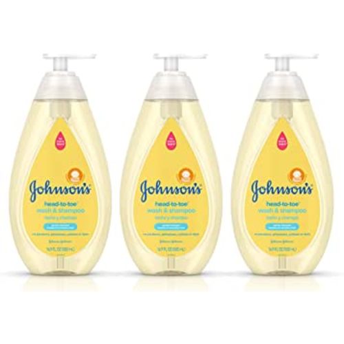 Johnson's Head-To-Toe Gentle Baby Body Wash & Shampoo, Tear-Free, Sulfate-Free & Hypoallergenic Bath Wash & Shampoo for Baby's Sensitive Skin & Hair, Washes Away 99.9% Of Germs 16.9 fl. oz (Pack of 3)