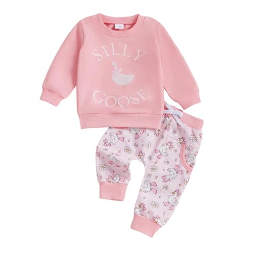 Engofs Toddler Newborn Baby Girl Fall Winter Outfits Long Sleeve Sweatshirt Tops Pants Headband 3Pcs Clothes Set