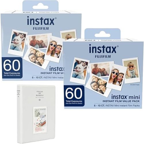 Fujifilm FUJIFILM Mini Instant Camera Film: 120 Shoots Total, Value Pack, (10 Sheets x 12) Includes Slinger Photo Album