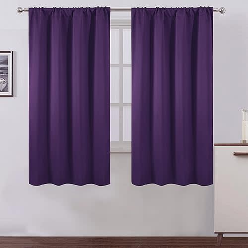 LEMOMO Purple Blackout Curtains/42 x 63 Inch/Set of 2 Panels Room Darkening Curtains for Bedroom