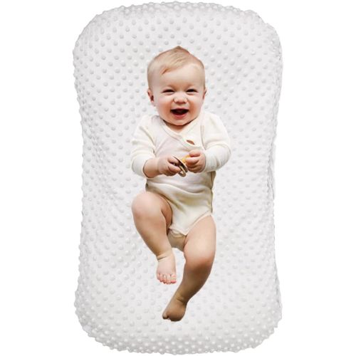 Baby Lounger for Newborn,Baby Nest for Newborn Soft Cotton Breathable for Playtime & Relaxation,Flat Babies Essentials Gifts Newborn Lounger for Boys & Girls 0-12 Months(White Bean)