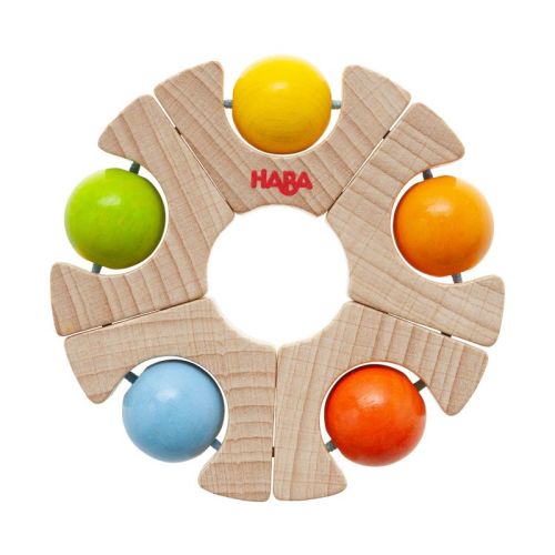 HABA Rainbow Ball Wooden Baby Teething Toy & Montessori Grasping Wooden Rattle, Sensory Toys for Babies, Baby Grasping Toys for 6-12 Months