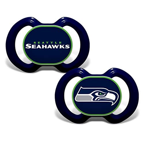 Baby Fanatic Infant Pacifier 2-Pack - Seattle Seahawks Official NFL Baby Gear, Orthodontic Silicone
