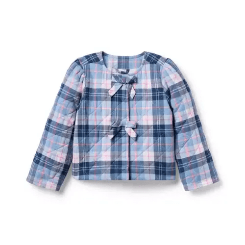 Girl Sunrise Blue Plaid The Plaid Bow Jacket by Janie and Jack
