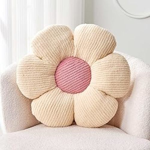 Flower Throw Pillow, Soft Ivory 14.9" Flower Pillow for Home Decor, Cute Flower Shaped Floor Pillow Aesthetic Flower Plush Decorative Pillows for Bed Sofa Couch
