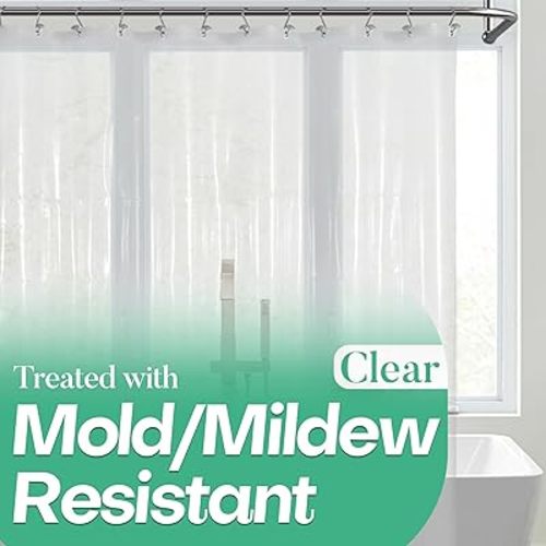 Clear Shower Curtain Liner with 3 Magnets, 72x72 Premium Flexible Sturdy Plastic Shower Curtain for Bathroom Lightweight, Waterproof, Clear
