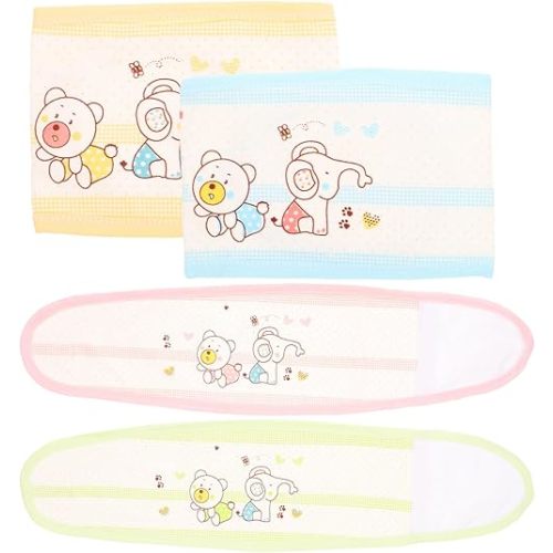 Healifty 4 Pcs Baby Belly Button Band: Infant Umbilical Cord Navel Belt, Soft Cotton Adjustable Belly Bands for Newborns 0-12 Months