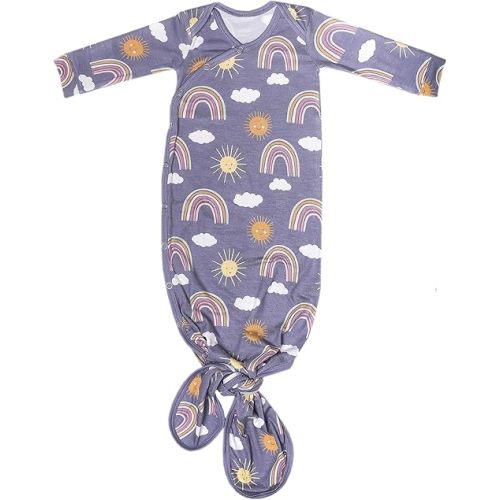 Copper Pearl Baby Gown - Knotted Newborn Sleepers for Baby Boy and Girl, Soft Stretchy Long Sleeve Infant Gowns with Bottom Tie and Hand Mittens, Perfect Hospital Coming Home Outfit (Hope)